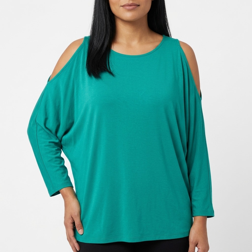 Lauren Ralph Lauren Green Cold Shoulder Lightweight Top Women Size S